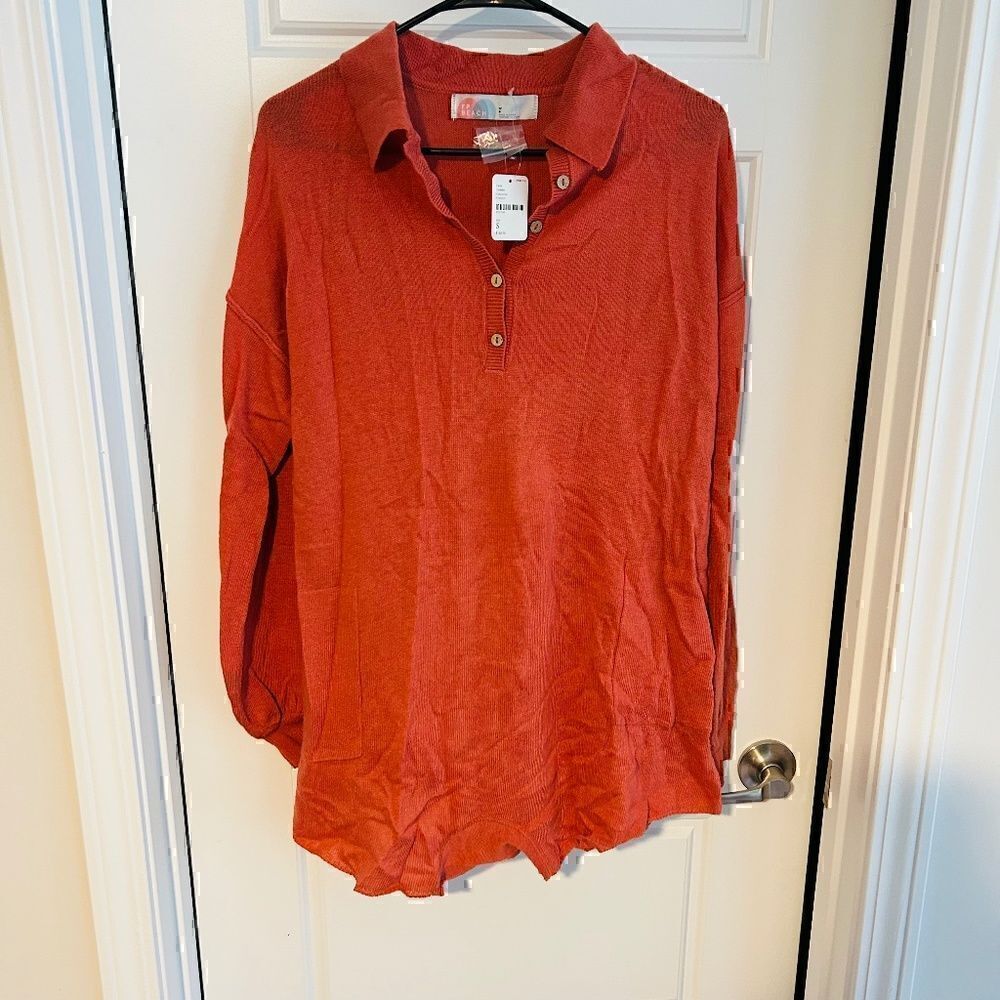 Free People Sweater Romper - Color is Grapefruit - Picture 5 of 7
